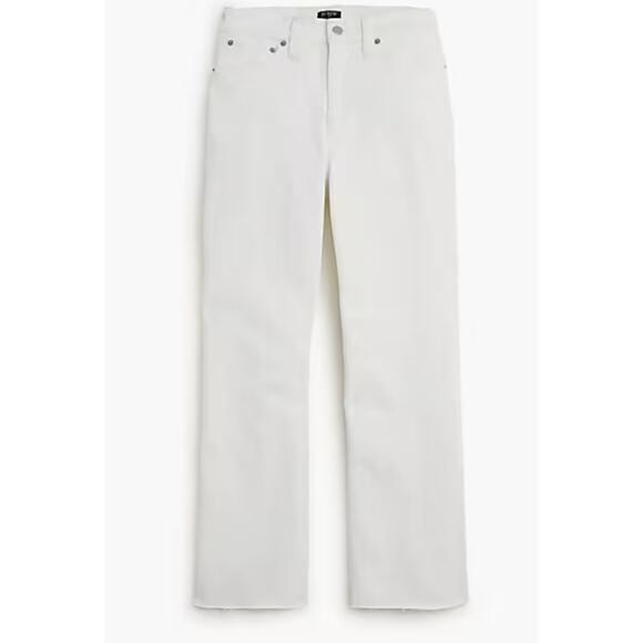 J.crew Factory Curvy Mid-Rise Flare Crop Jean in Signature Stretch WMNS 24 White - Picture 3 of 10